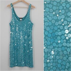 Venus Aqua Sequin Tank Dress